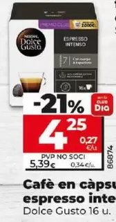 Oferta de Dolce Gusto - Cafe En Capsulas Espresso Intenso por 4,25€ en Dia