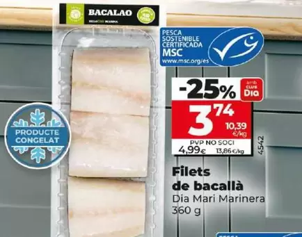 Oferta de Dia Mari Marinera - Filetes De Bacalao por 3,74€ en Dia