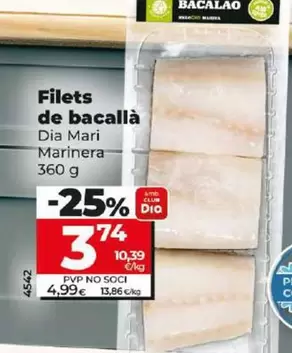 Oferta de Dia Mari Marinera - Filetes De Bacalao por 3,74€ en Dia