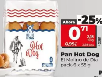 Oferta de Dia - Pan Hot Dog por 0,71€ en Dia