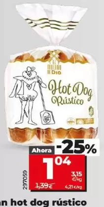 Oferta de El Molino De Dia - Pan Hot Dog Rustico por 1,04€ en Dia