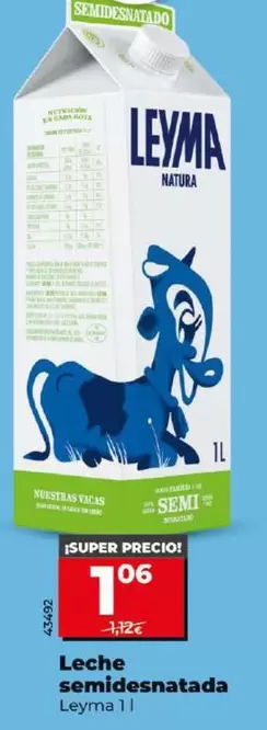 Oferta de Leyma - Leche Semidesnatada por 1,06€ en Dia