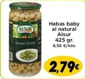 Oferta de Alsur - Habas Baby Al Natural por 2,79€ en Supermercados Piedra