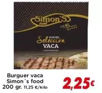 Oferta de Simon's - Burger Vaca por 2,25€ en Supermercados Piedra