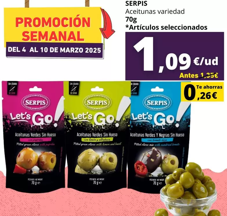 Oferta de Serpis - Aceitunas Verdes Y Negras Sin Hueso por 1,09€ en Tu Trébol Hipermercados