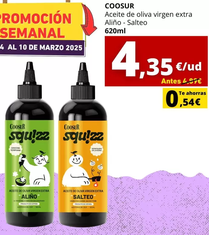 Oferta de Coosur - Aceite De Oliva Virgen Extra Alino por 4,35€ en Tu Trébol Hipermercados