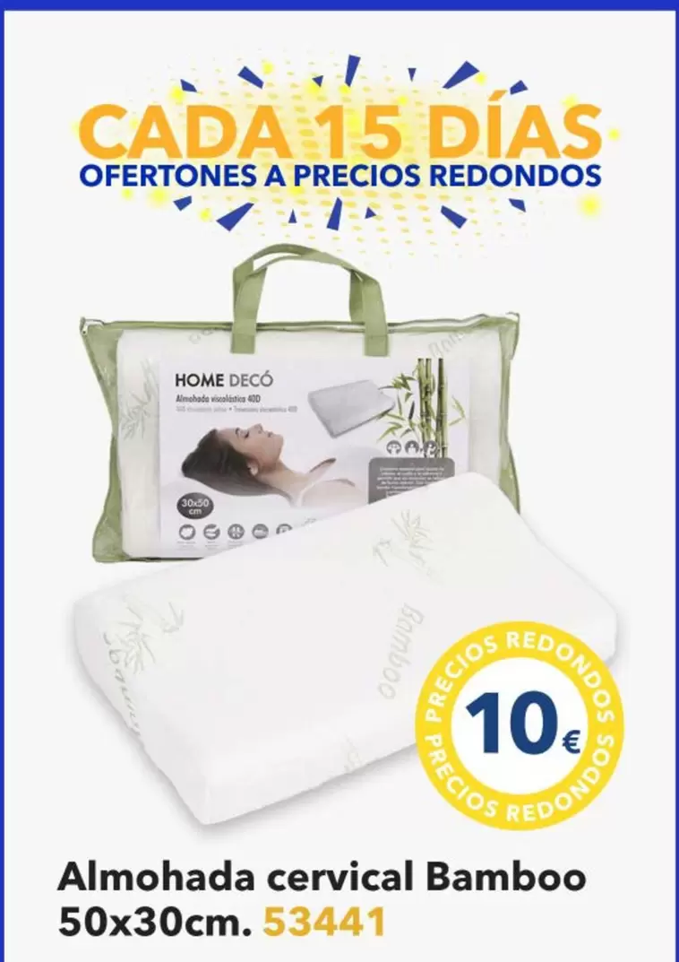 Oferta de Almohada Cervical Bamboo 50x30cm. 53441 por 10€ en Tiendas MGI