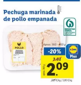Oferta de Pechuga Marinada De Pollo Empanada por 2,09€ en Lidl