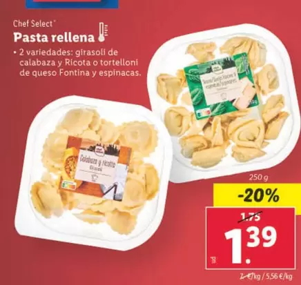 Oferta de Chef Select - Pasta Rellena por 1,39€ en Lidl