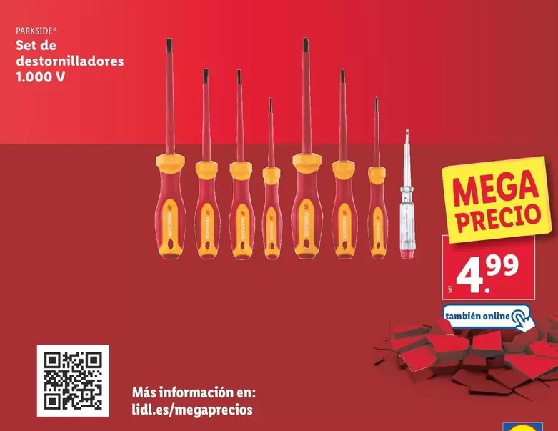 Oferta de Parkside - Set De Destornilladores 1.000 V por 4,99€ en Lidl