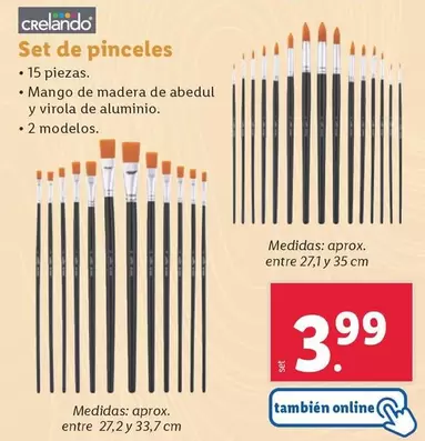 Oferta de Crelando - Set De Pinceles por 3,99€ en Lidl