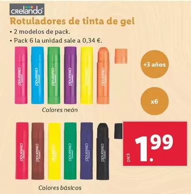 Oferta de Crelando - Rotuladores De Tinta De Gel  por 1,99€ en Lidl