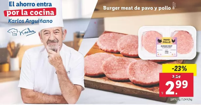 Oferta de Burger Meat De Pavo Y Pollo por 2,99€ en Lidl