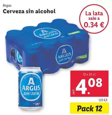 Oferta de Argus - Cerveza Sin Alcohol por 4,08€ en Lidl