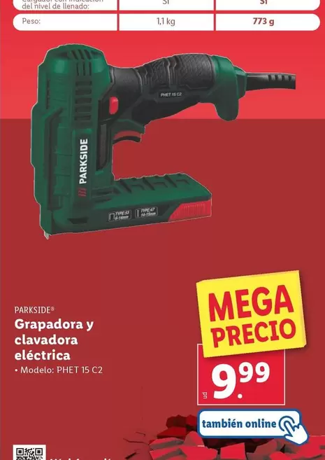 Oferta de Parkside - Grapadora Y Clavadora Eléctrica por 9,99€ en Lidl