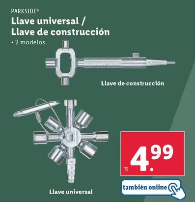 Oferta de Parkside - Llave Universal / Llave De Construcción por 4,99€ en Lidl