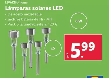 Oferta de Livarno Home - Lamparas Solares Led por 5,99€ en Lidl