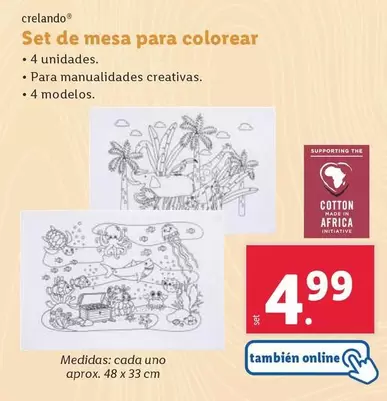 Oferta de Crelando - Set De Mesa Para Colorear por 4,99€ en Lidl