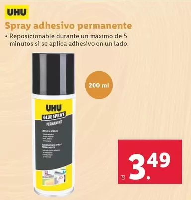 Oferta de Uhu - Spray Adhesivo Permanente por 3,49€ en Lidl