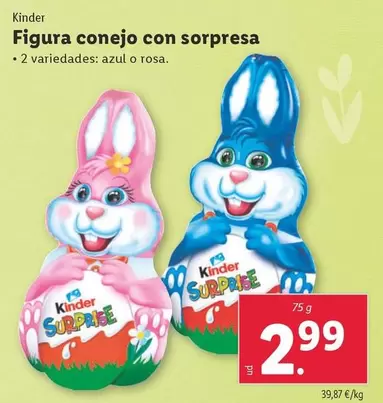 Oferta de Kinder - Figura Conejo Con Sorpresa por 2,99€ en Lidl