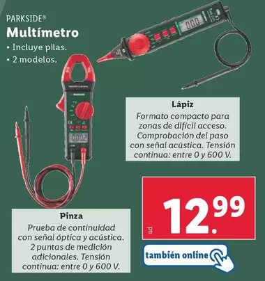 Oferta de Parkside - Multimetro por 12,99€ en Lidl