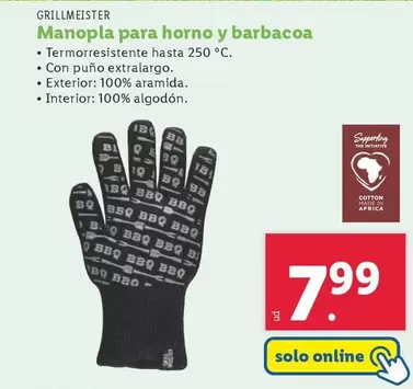 Oferta de Grillmeister - Manopla Para Horno Y Barbacoa por 7,99€ en Lidl