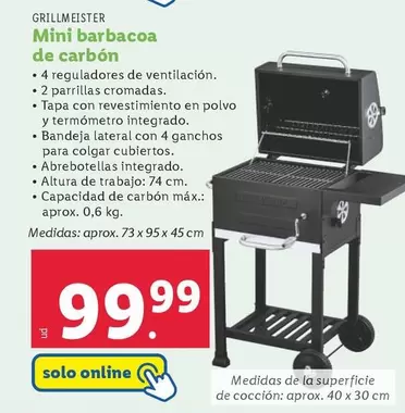 Oferta de Grillmeister - Mini Barbacoa De Carbon por 99,99€ en Lidl