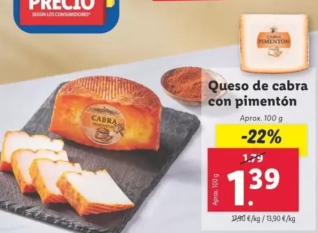 Oferta de Queso De Cabra Con Pimenton por 1,39€ en Lidl