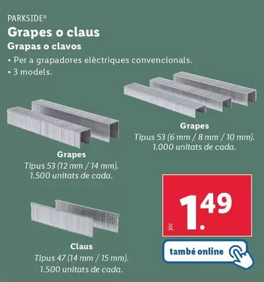 Oferta de Parkside - Grapes O Clavos por 1,49€ en Lidl