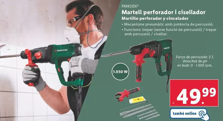 Oferta de Parkside - Martillo Perforador Y Cincelador  por 49,99€ en Lidl