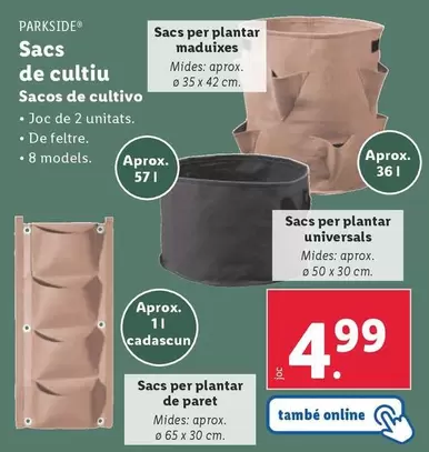 Oferta de Parkside - Sacos De Cultivo por 4,99€ en Lidl