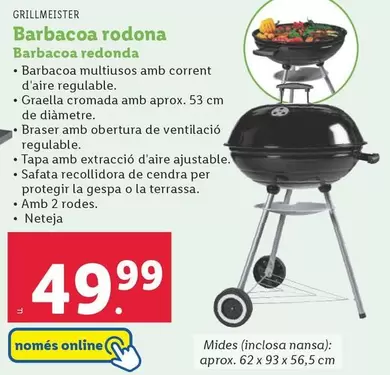 Oferta de Grillmeister - Barbacoa Redonda por 49,99€ en Lidl