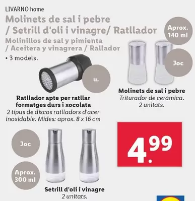 Oferta de Livarno Home - Molinillos De Sal Y Pimienta / Aceitera Y Vinagrera / Rallador por 4,99€ en Lidl