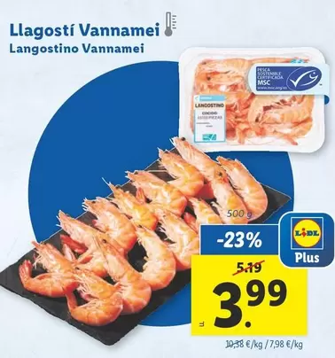 Oferta de Langostino Vannamei por 3,99€ en Lidl