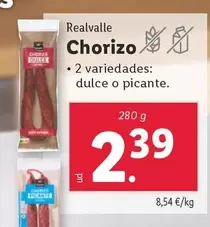 Oferta de Realvalle - Chorizo por 2,39€ en Lidl