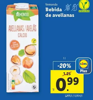 Oferta de Vemondo - Bebida De Avellanas por 0,99€ en Lidl