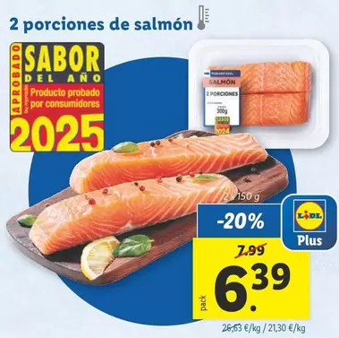 Oferta de 2 Porciones De Salmón por 6,39€ en Lidl