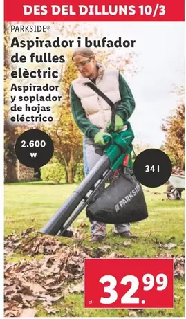 Oferta de Parkside - Aspirador Y Soplador De Hojas Eléctrico por 32,99€ en Lidl