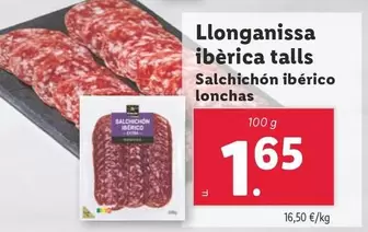 Oferta de Salchichón Ibérico Lonchas  por 1,65€ en Lidl