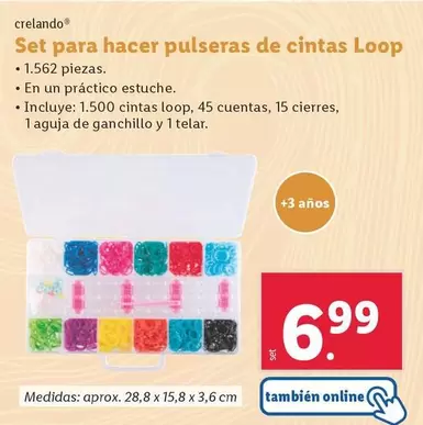 Oferta de Crelando - Set Para Hacer Pulseras De Cintas Loop por 6,99€ en Lidl