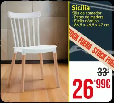 Oferta de Sicilia - Silla De Comedor Patas De Madera Estilo Nordico por 26,99€ en Embargos a lo bestia