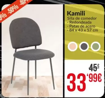 Oferta de Silla De Comedor Redondeada por 33,99€ en Embargos a lo bestia