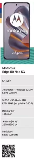 Oferta de Motorola - Edge 50 Neo 5G por 0,99€ en Phone House