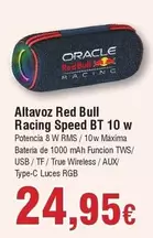 Oferta de Racing - Altavoz Red Bull  Speed Bt 10 W por 24,95€ en Froiz