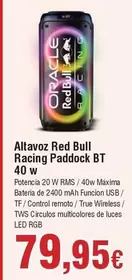 Oferta de Racing - Altavoz Red Bull  Paddock Bt 40 W por 79,95€ en Froiz