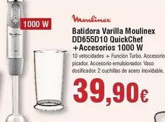 Oferta de Moulinex - Batidora Varilla Dd65d10 Quickchef +accesorios 1000 W por 39,9€ en Froiz