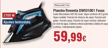 Oferta de Rowenta - Plancha Dw5310d-1 Focus por 59,99€ en Froiz