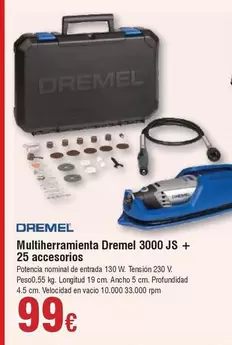 Oferta de Dremel - Multiherramienta  3000 Js + 25 Accesorios por 99€ en Froiz