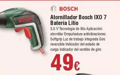 Oferta de Bosch - Atornillador  Ixo 7 Bateria Litio por 49€ en Froiz