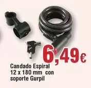 Oferta de Candado Espiral 12 X 180 Mm Con Soporte por 6,49€ en Froiz